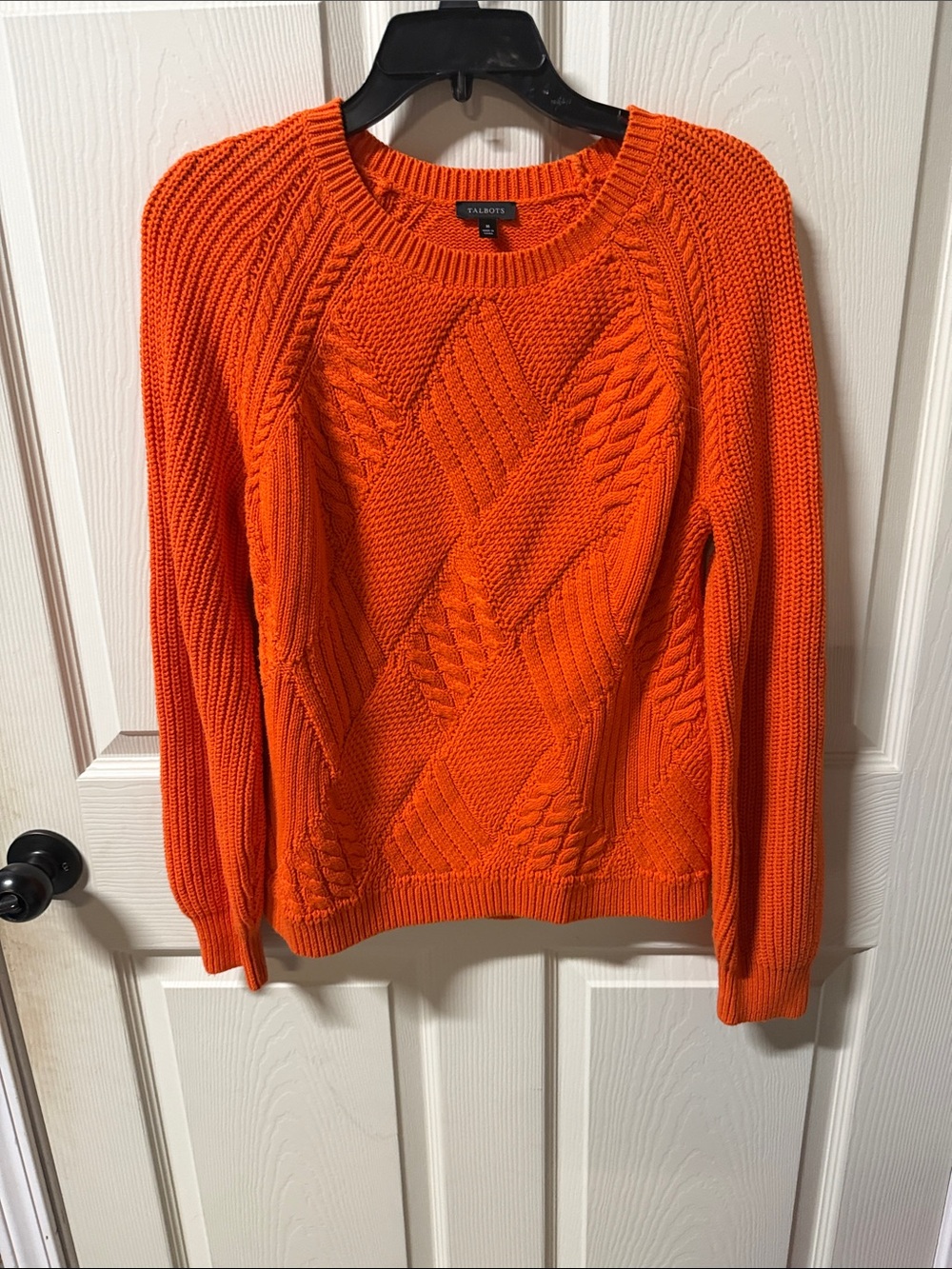 Talbots Orange Cable Knit Crewneck Sweater